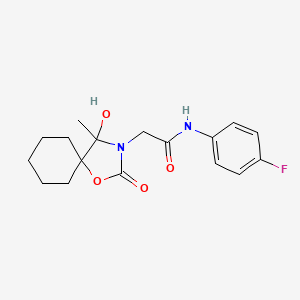 molecular formula C17H21FN2O4 B4329181 N-(4-FLUOROPHENYL)-2-{4-HYDROXY-4-METHYL-2-OXO-1-OXA-3-AZASPIRO[4.5]DECAN-3-YL}ACETAMIDE 
