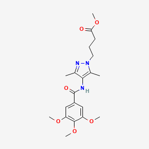 molecular formula C20H27N3O6 B4329412 METHYL 4-[3,5-DIMETHYL-4-(3,4,5-TRIMETHOXYBENZAMIDO)-1H-PYRAZOL-1-YL]BUTANOATE 