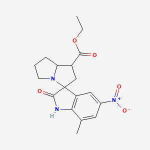 molecular formula C18H21N3O5 B4329442 ETHYL 7-METHYL-5-NITRO-2-OXO-1,1',2,2',5',6',7',7'A-OCTAHYDROSPIRO[INDOLE-3,3'-PYRROLIZINE]-1'-CARBOXYLATE 