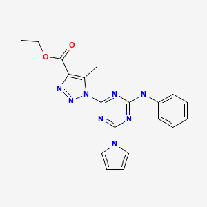 molecular formula C20H20N8O2 B4329457 ethyl 5-methyl-1-{4-[methyl(phenyl)amino]-6-(1H-pyrrol-1-yl)-1,3,5-triazin-2-yl}-1H-1,2,3-triazole-4-carboxylate 