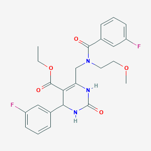 molecular formula C24H25F2N3O5 B4329562 ETHYL 4-(3-FLUOROPHENYL)-6-{[1-(3-FLUOROPHENYL)-N-(2-METHOXYETHYL)FORMAMIDO]METHYL}-2-OXO-1,2,3,4-TETRAHYDROPYRIMIDINE-5-CARBOXYLATE 