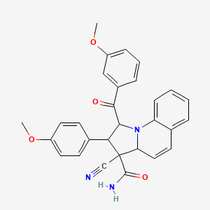 molecular formula C29H25N3O4 B4329641 3-CYANO-1-(3-METHOXYBENZOYL)-2-(4-METHOXYPHENYL)-1H,2H,3H,3AH-PYRROLO[1,2-A]QUINOLINE-3-CARBOXAMIDE 