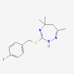 molecular formula C14H18FN3S B4329950 3-[(4-fluorobenzyl)sulfanyl]-5,5,7-trimethyl-5,6-dihydro-2H-1,2,4-triazepine 