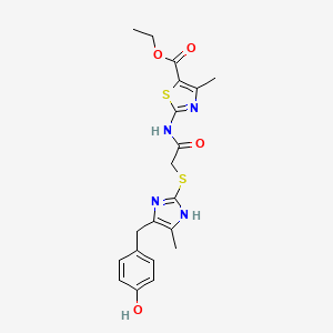 molecular formula C20H22N4O4S2 B4329955 ETHYL 2-[2-({5-[(4-HYDROXYPHENYL)METHYL]-4-METHYL-1H-IMIDAZOL-2-YL}SULFANYL)ACETAMIDO]-4-METHYL-1,3-THIAZOLE-5-CARBOXYLATE 