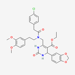 molecular formula C33H34ClN3O8 B4329976 ETHYL 4-(2H-1,3-BENZODIOXOL-5-YL)-6-{[2-(4-CHLOROPHENYL)-N-[2-(3,4-DIMETHOXYPHENYL)ETHYL]ACETAMIDO]METHYL}-2-OXO-1,2,3,4-TETRAHYDROPYRIMIDINE-5-CARBOXYLATE 