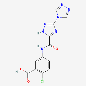 molecular formula C12H8ClN7O3 B4330191 2-CHLORO-5-[5-(4H-1,2,4-TRIAZOL-4-YL)-1H-1,2,4-TRIAZOLE-3-AMIDO]BENZOIC ACID 