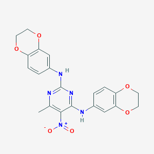 molecular formula C21H19N5O6 B4330232 N2,N4-BIS(2,3-DIHYDRO-1,4-BENZODIOXIN-6-YL)-6-METHYL-5-NITROPYRIMIDINE-2,4-DIAMINE 
