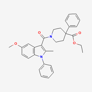 molecular formula C31H32N2O4 B4330300 ETHYL 1-(5-METHOXY-2-METHYL-1-PHENYL-1H-INDOLE-3-CARBONYL)-4-PHENYLPIPERIDINE-4-CARBOXYLATE 
