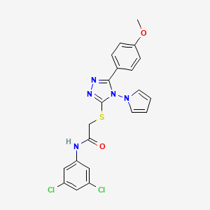 molecular formula C21H17Cl2N5O2S B4330313 N-(3,5-dichlorophenyl)-2-{[5-(4-methoxyphenyl)-4-(1H-pyrrol-1-yl)-4H-1,2,4-triazol-3-yl]sulfanyl}acetamide 