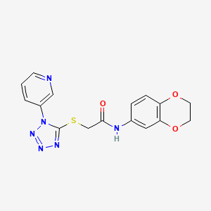 molecular formula C16H14N6O3S B4330437 N-(2,3-DIHYDRO-1,4-BENZODIOXIN-6-YL)-2-{[1-(PYRIDIN-3-YL)-1H-1,2,3,4-TETRAZOL-5-YL]SULFANYL}ACETAMIDE 