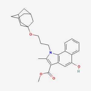 molecular formula C28H33NO4 B4330560 METHYL 1-[3-(ADAMANTAN-1-YLOXY)PROPYL]-5-HYDROXY-2-METHYL-1H-BENZO[G]INDOLE-3-CARBOXYLATE 
