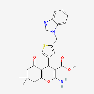 molecular formula C25H25N3O4S B4330581 methyl 2-amino-4-[5-(1H-1,3-benzimidazol-1-ylmethyl)-3-thienyl]-7,7-dimethyl-5-oxo-5,6,7,8-tetrahydro-4H-chromene-3-carboxylate 