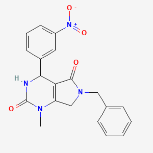 molecular formula C20H18N4O4 B4330643 6-BENZYL-1-METHYL-4-(3-NITROPHENYL)-1H,2H,3H,4H,5H,6H,7H-PYRROLO[3,4-D]PYRIMIDINE-2,5-DIONE 