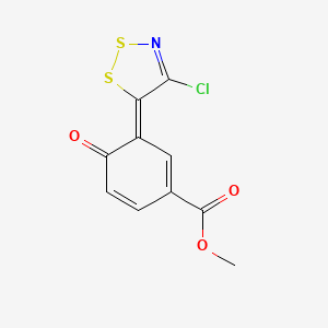 molecular formula C10H6ClNO3S2 B4330717 METHYL 3-[(5Z)-4-CHLORO-5H-1,2,3-DITHIAZOL-5-YLIDENE]-4-OXOCYCLOHEXA-1,5-DIENE-1-CARBOXYLATE 