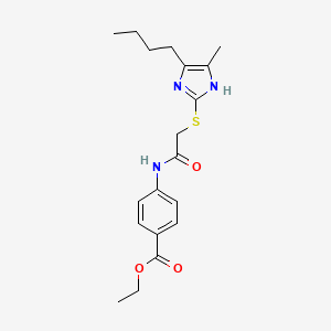 molecular formula C19H25N3O3S B4331026 ETHYL 4-{2-[(5-BUTYL-4-METHYL-1H-IMIDAZOL-2-YL)SULFANYL]ACETAMIDO}BENZOATE 