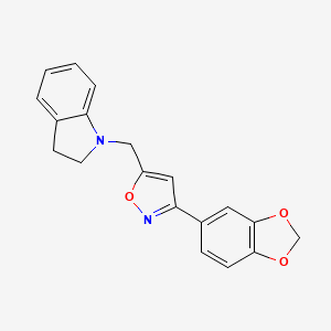 molecular formula C19H16N2O3 B4331071 3-(1,3-BENZODIOXOL-5-YL)-5-(2,3-DIHYDRO-1H-INDOL-1-YLMETHYL)ISOXAZOLE 