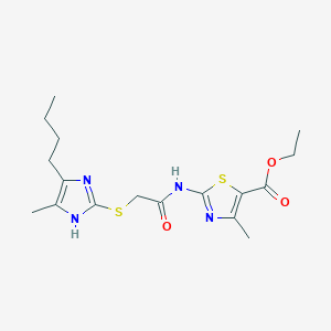 molecular formula C17H24N4O3S2 B4331136 ETHYL 2-{2-[(5-BUTYL-4-METHYL-1H-IMIDAZOL-2-YL)SULFANYL]ACETAMIDO}-4-METHYL-1,3-THIAZOLE-5-CARBOXYLATE 