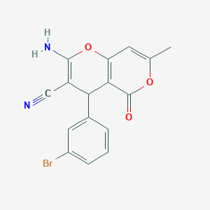 2-amino-4-(3-bromophenyl)-7-methyl-5-oxo-4H,5H-pyrano[4,3-b]pyran-3-carbonitrile
