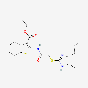 molecular formula C21H29N3O3S2 B4331140 ETHYL 2-{2-[(5-BUTYL-4-METHYL-1H-IMIDAZOL-2-YL)SULFANYL]ACETAMIDO}-4,5,6,7-TETRAHYDRO-1-BENZOTHIOPHENE-3-CARBOXYLATE 