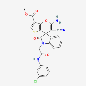 molecular formula C26H19ClN4O5S B4331176 METHYL 5'-AMINO-1-{[(3-CHLOROPHENYL)CARBAMOYL]METHYL}-6'-CYANO-2'-METHYL-2-OXO-1,2-DIHYDROSPIRO[INDOLE-3,7'-THIENO[3,2-B]PYRAN]-3'-CARBOXYLATE 