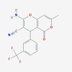 2-amino-7-methyl-5-oxo-4-[3-(trifluoromethyl)phenyl]-4H,5H-pyrano[4,3-b]pyran-3-carbonitrile
