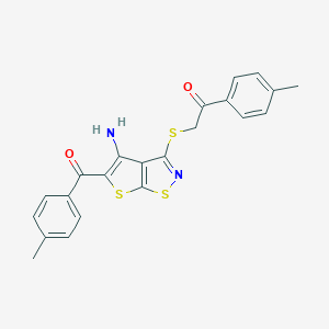 2-{[4-Amino-5-(4-methylbenzoyl)thieno[3,2-d]isothiazol-3-yl]sulfanyl}-1-(4-methylphenyl)ethanone