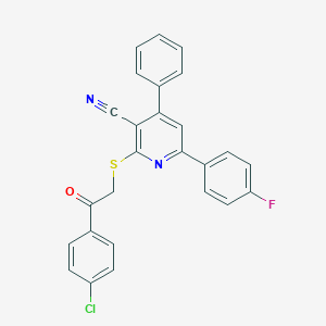 2-{[2-(4-Chlorophenyl)-2-oxoethyl]sulfanyl}-6-(4-fluorophenyl)-4-phenylnicotinonitrile