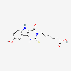 molecular formula C17H19N3O4S B4331365 6-{8-METHOXY-4-OXO-2-SULFANYLIDENE-1H,2H,3H,4H,5H-PYRIMIDO[5,4-B]INDOL-3-YL}HEXANOIC ACID 