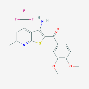 molecular formula C18H15F3N2O3S B433137 [3-Amino-6-methyl-4-(trifluoromethyl)thieno[2,3-b]pyridin-2-yl](3,4-dimethoxyphenyl)methanone CAS No. 311333-44-5