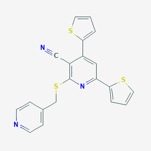 molecular formula C20H13N3S3 B433138 2-[(4-Pyridinylmethyl)sulfanyl]-4,6-di(2-thienyl)nicotinonitrile CAS No. 328068-76-4
