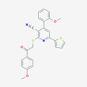 4-(2-Methoxyphenyl)-2-{[2-(4-methoxyphenyl)-2-oxoethyl]sulfanyl}-6-(2-thienyl)nicotinonitrile
