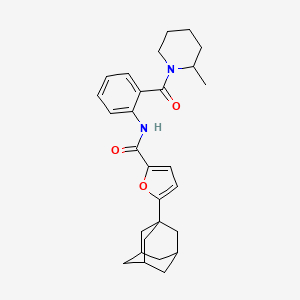 molecular formula C28H34N2O3 B4331473 N-{2-[(2-methylpiperidin-1-yl)carbonyl]phenyl}-5-(tricyclo[3.3.1.1~3,7~]dec-1-yl)furan-2-carboxamide 