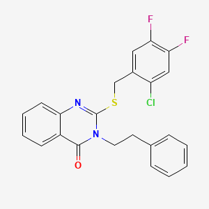 molecular formula C23H17ClF2N2OS B4331494 2-{[(2-CHLORO-4,5-DIFLUOROPHENYL)METHYL]SULFANYL}-3-(2-PHENYLETHYL)-3,4-DIHYDROQUINAZOLIN-4-ONE 
