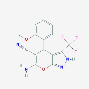 6-Amino-4-(2-methoxyphenyl)-3-(trifluoromethyl)-1,4-dihydropyrano[2,3-c]pyrazole-5-carbonitrile