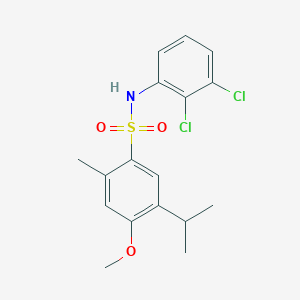 molecular formula C17H19Cl2NO3S B4331517 N-(2,3-DICHLOROPHENYL)-4-METHOXY-2-METHYL-5-(PROPAN-2-YL)BENZENE-1-SULFONAMIDE 