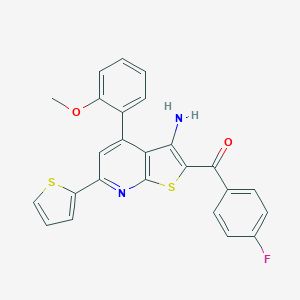 molecular formula C25H17FN2O2S2 B433156 [3-Amino-4-(2-methoxyphenyl)-6-(2-thienyl)thieno[2,3-b]pyridin-2-yl](4-fluorophenyl)methanone CAS No. 445221-97-6