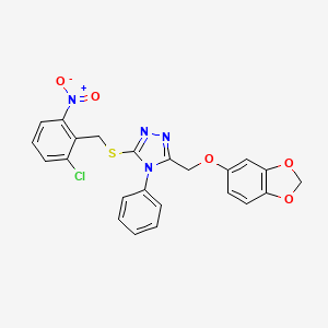 molecular formula C23H17ClN4O5S B4331561 3-[(2H-1,3-BENZODIOXOL-5-YLOXY)METHYL]-5-{[(2-CHLORO-6-NITROPHENYL)METHYL]SULFANYL}-4-PHENYL-4H-1,2,4-TRIAZOLE 