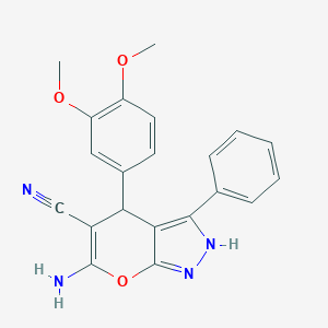 6-Amino-4-(3,4-dimethoxyphenyl)-3-phenyl-1,4-dihydropyrano[2,3-c]pyrazole-5-carbonitrile