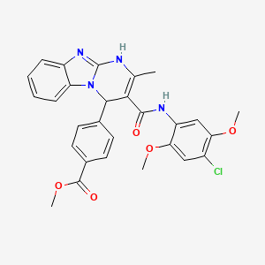 molecular formula C28H25ClN4O5 B4331623 Methyl 4-{3-[(4-chloro-2,5-dimethoxyphenyl)carbamoyl]-2-methyl-1,4-dihydropyrimido[1,2-a]benzimidazol-4-yl}benzoate 