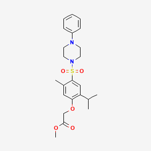 molecular formula C23H30N2O5S B4331655 METHYL 2-{5-METHYL-4-[(4-PHENYLPIPERAZIN-1-YL)SULFONYL]-2-(PROPAN-2-YL)PHENOXY}ACETATE 