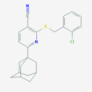 molecular formula C23H23ClN2S B433166 6-(1-Adamantyl)-2-[(2-chlorobenzyl)sulfanyl]nicotinonitrile CAS No. 328068-29-7