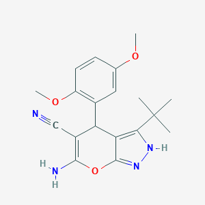 molecular formula C19H22N4O3 B433169 6-Amino-3-tert-butyl-4-(2,5-dimethoxyphenyl)-1,4-dihydropyrano[2,3-c]pyrazole-5-carbonitrile CAS No. 304868-60-8