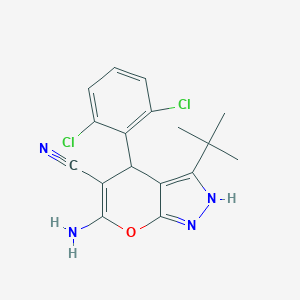 molecular formula C17H16Cl2N4O B433172 6-Amino-3-tert-butyl-4-(2,6-dichlorophenyl)-1,4-dihydropyrano[2,3-c]pyrazole-5-carbonitrile CAS No. 312265-19-3