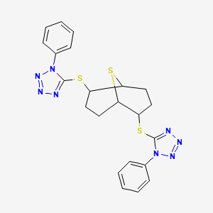 molecular formula C22H22N8S3 B4331728 1-PHENYL-5-({6-[(1-PHENYL-1H-1,2,3,4-TETRAZOL-5-YL)SULFANYL]-9-THIABICYCLO[3.3.1]NONAN-2-YL}SULFANYL)-1H-1,2,3,4-TETRAZOLE 