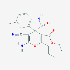 Ethyl 6'-amino-5'-cyano-5-methyl-2-oxo-2'-propyl-1,2-dihydrospiro[indole-3,4'-pyran]-3'-carboxylate