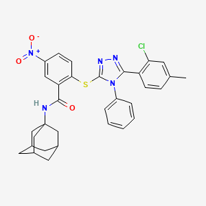 molecular formula C32H30ClN5O3S B4331748 N-(ADAMANTAN-1-YL)-2-{[5-(2-CHLORO-4-METHYLPHENYL)-4-PHENYL-4H-1,2,4-TRIAZOL-3-YL]SULFANYL}-5-NITROBENZAMIDE 