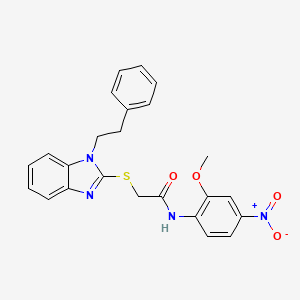 molecular formula C24H22N4O4S B4331788 N-(2-METHOXY-4-NITROPHENYL)-2-{[1-(2-PHENYLETHYL)-1H-1,3-BENZODIAZOL-2-YL]SULFANYL}ACETAMIDE 