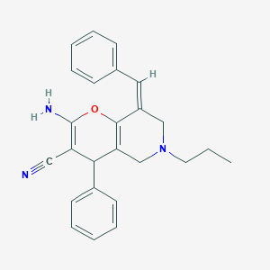 molecular formula C25H25N3O B433184 2-amino-8-benzylidene-4-phenyl-6-propyl-5,6,7,8-tetrahydro-4H-pyrano[3,2-c]pyridine-3-carbonitrile CAS No. 300839-50-3