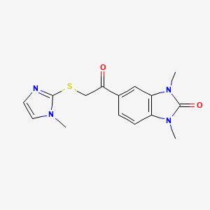molecular formula C15H16N4O2S B4331869 1,3-DIMETHYL-5-{2-[(1-METHYL-1H-IMIDAZOL-2-YL)SULFANYL]ACETYL}-2,3-DIHYDRO-1H-1,3-BENZODIAZOL-2-ONE 