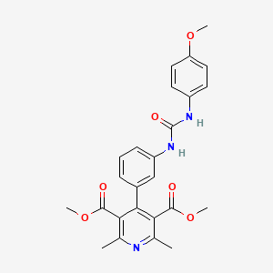 molecular formula C25H25N3O6 B4332099 3,5-DIMETHYL 4-(3-{[(4-METHOXYPHENYL)CARBAMOYL]AMINO}PHENYL)-2,6-DIMETHYLPYRIDINE-3,5-DICARBOXYLATE 